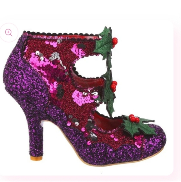 New PURPLE GLITTER, SEQUINS HEELS, HOLLY JOLLY, IRREGULAR CHOICE, size 10/11, 42 - Picture 3 of 9